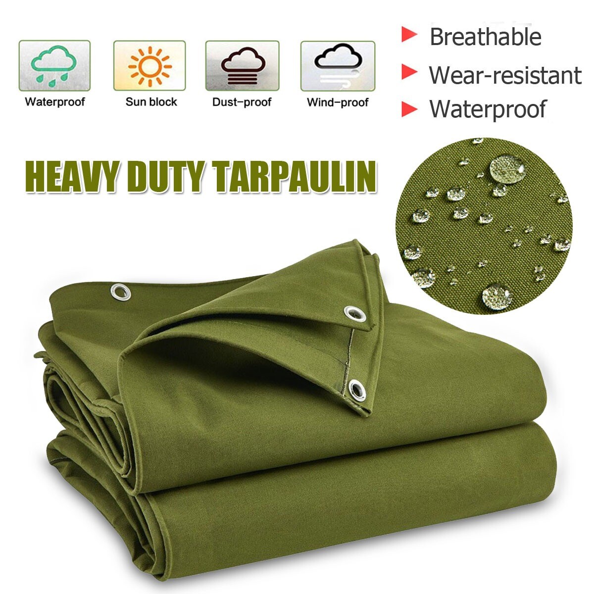 Heavy Duty Poly Tarp 16/18/20 Mil Waterproof Tarpaulin Cover (Over 150 Choices)