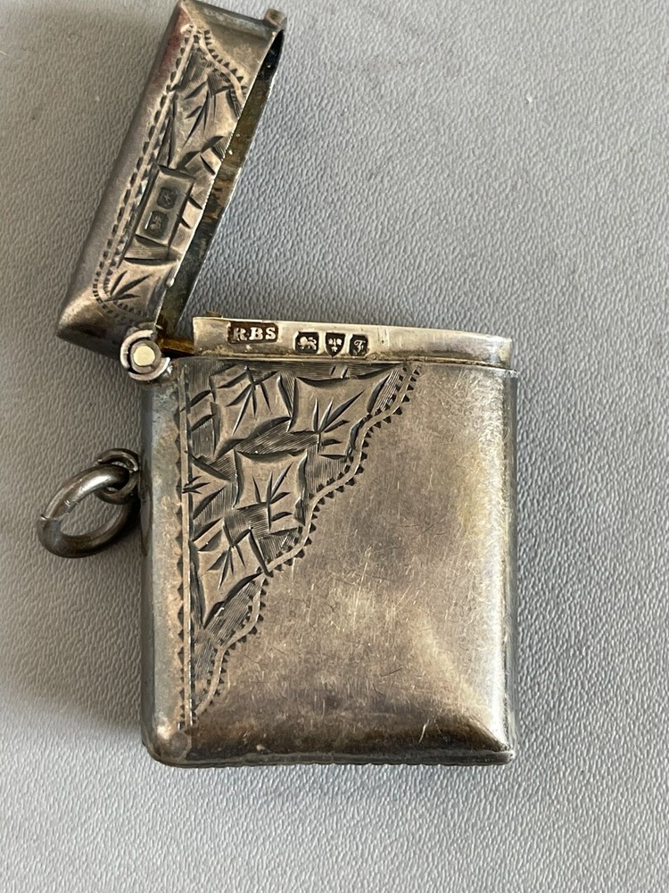 antique silver vesta case