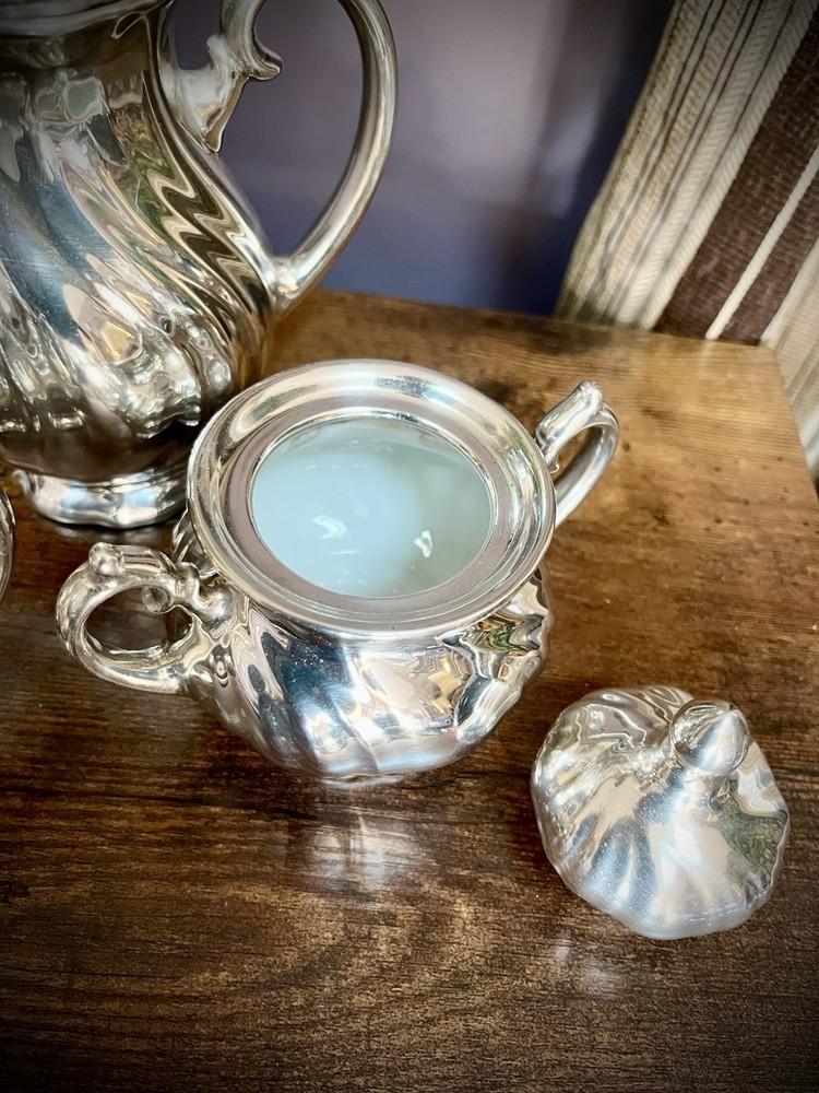 WMF (Germany) Silver-Coated Porcelain Tea Set