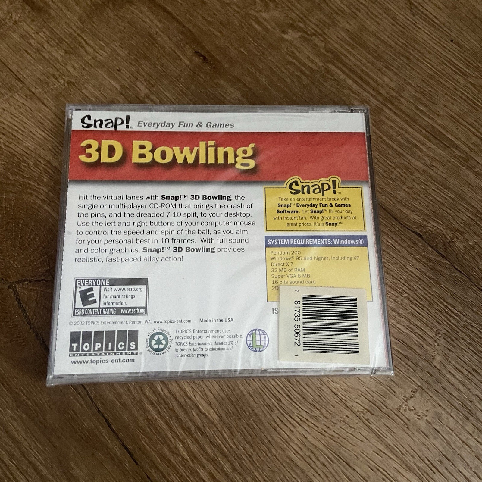 New Sealed Snap! Strike 3D Bowling PC by Topics Entertainment CD-ROM Video Game