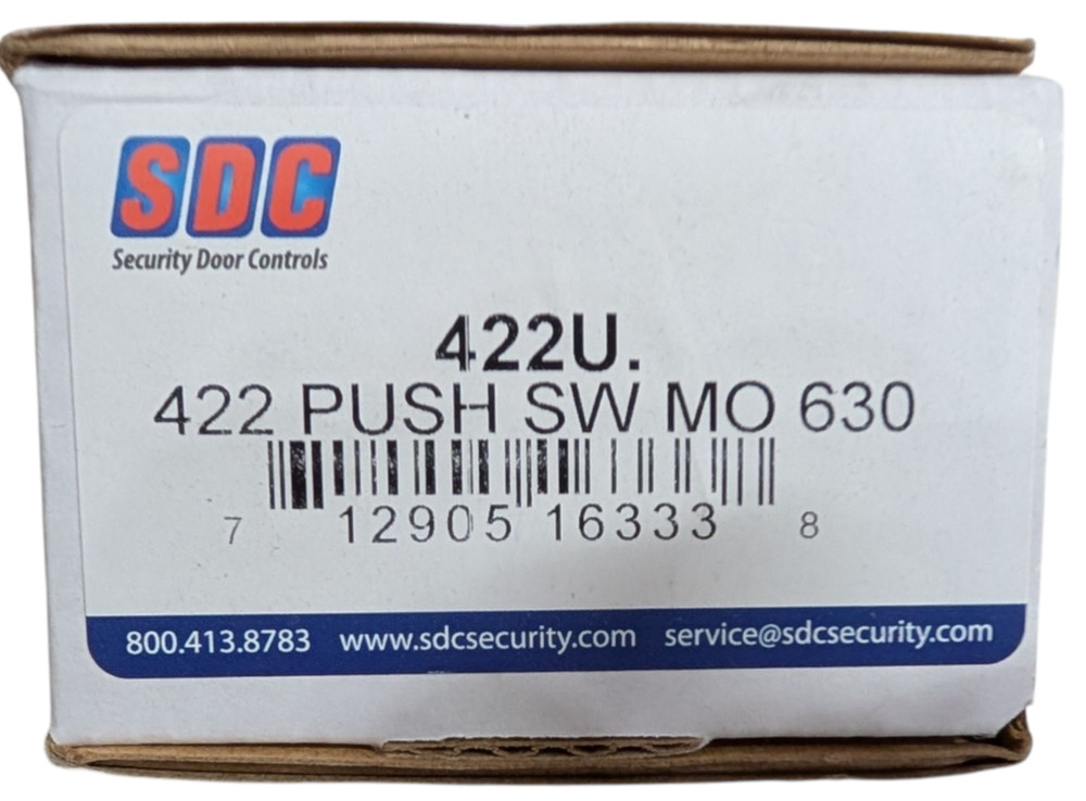SDC 422U Exit Switch, 2" Square, Green Illuminated, "PUSH TO EXIT", Stainless