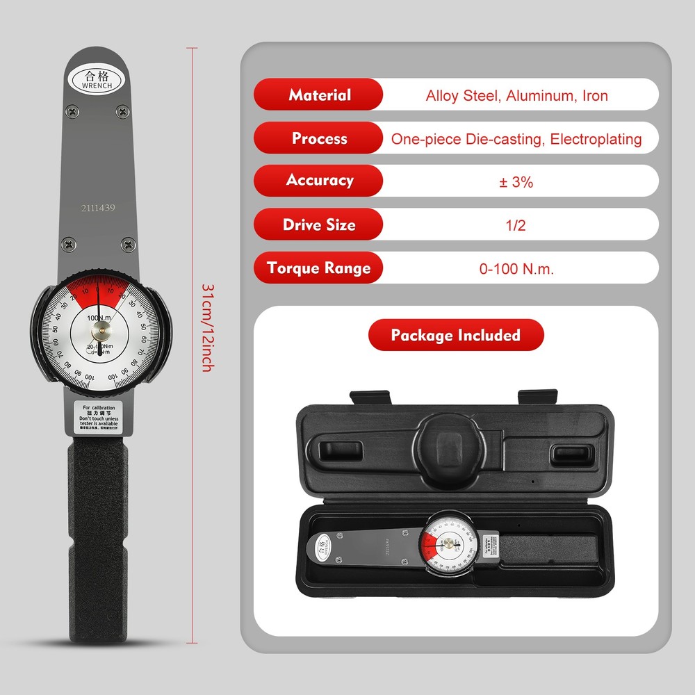2-dir Dial Torque Wrench 0-1n.m 0-100n.m Indicator Cursor Spanner Watch Tester