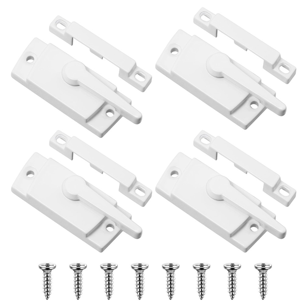 Sliding Window Sash Locks Durable White Cam Replacement Window Locks 4 PCS