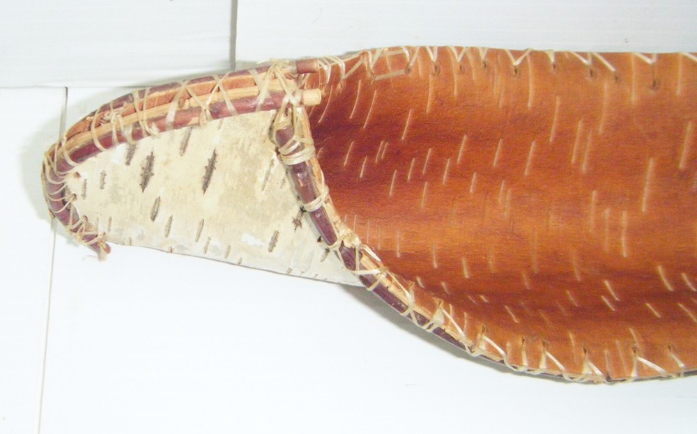 2 Vintage Hand-Made Birch Bark Canoes