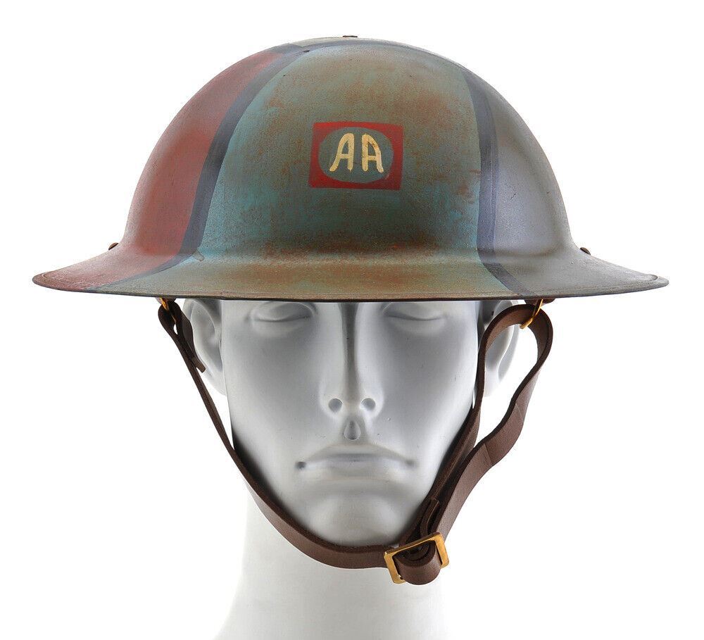 US WW1 Helmet M1917 Doughboy Brodie Helmet 82nd Airborne Cammo Hand Aged