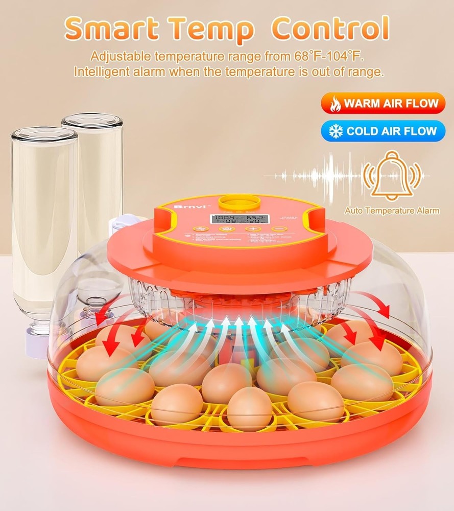 18 Egg Incubator with Automatic Egg Turning, Digital Temperature Humidity Contro