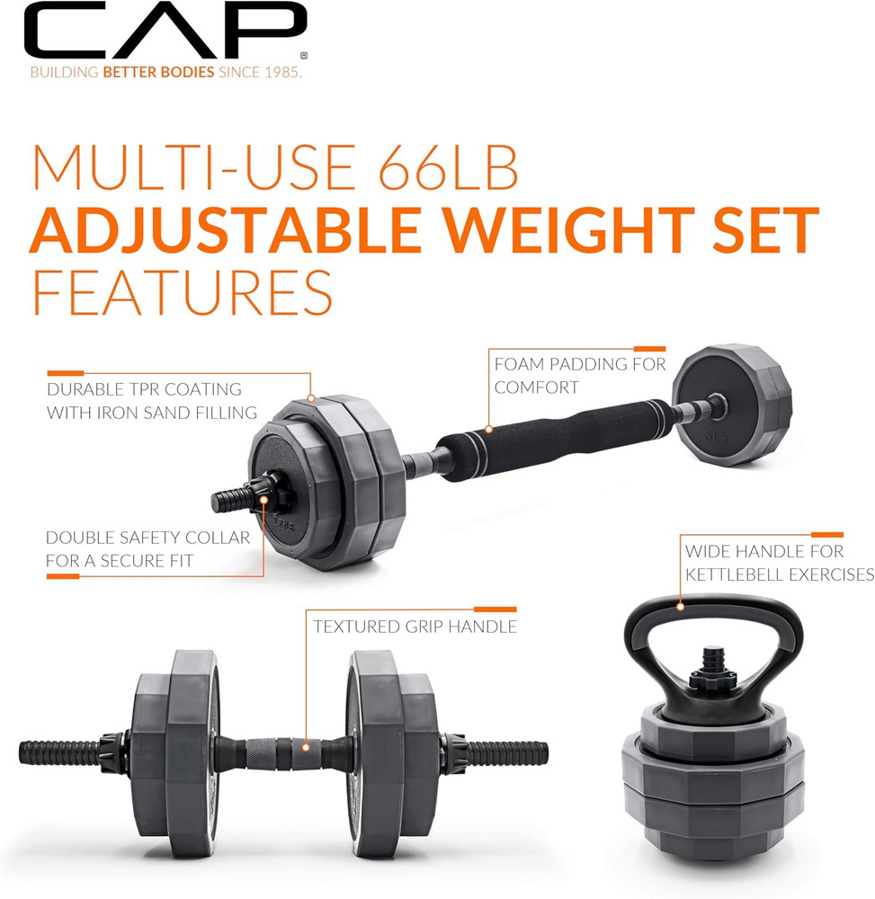 Multi-Use Adjustable Weight Set - Versatile Dumbbell, Barbell & Kettlebell for F