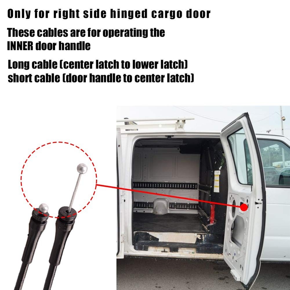 Side Door Latch Release Cable for Ford E-Series Van 1992-2014 - 2 Pack