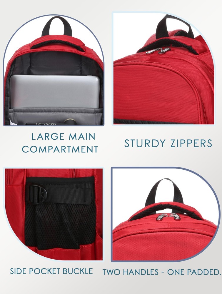 Boys Backpack for Kindergarten Elementary School, Large Compartments, 17" Red