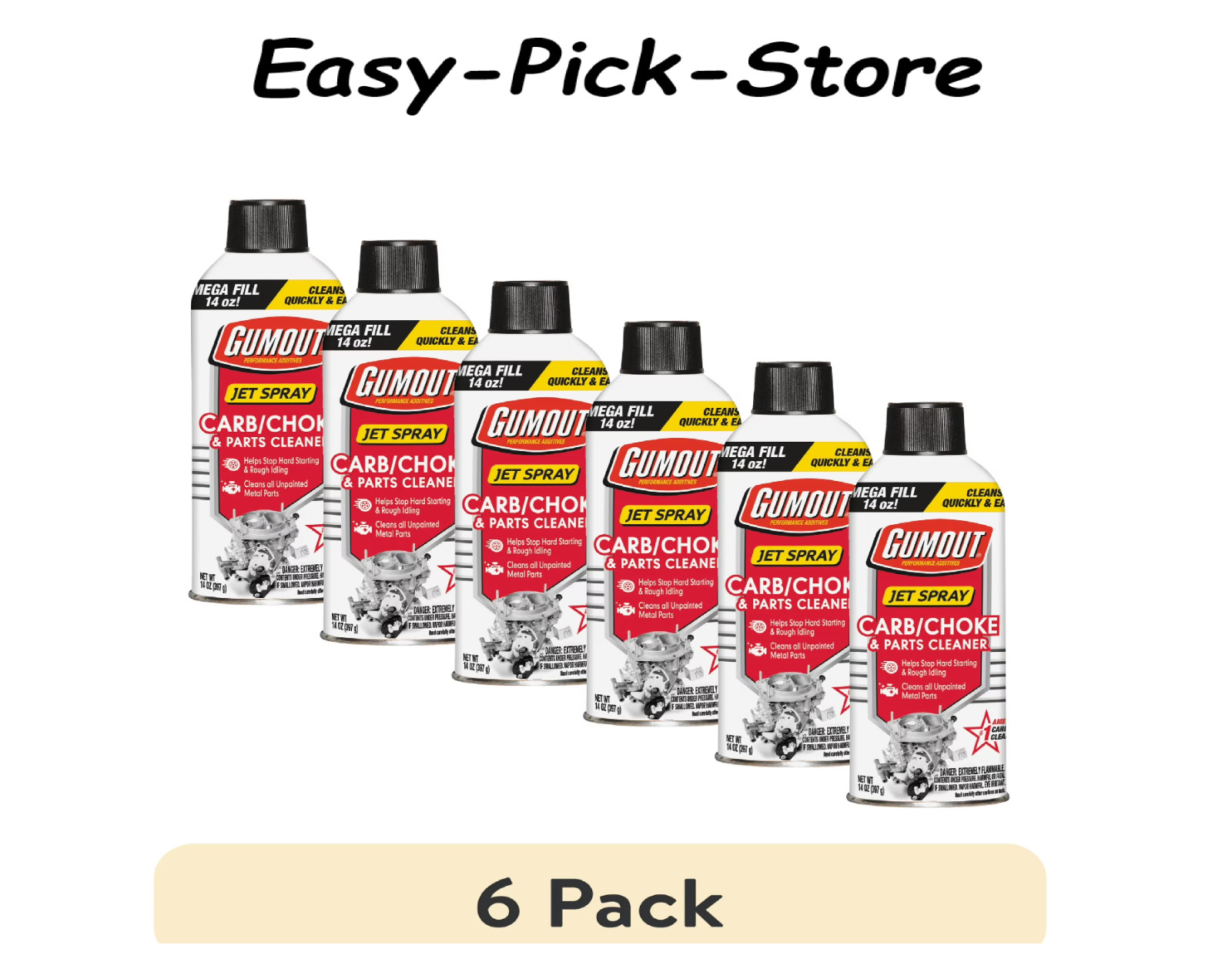 (Pack of 6) Gumout Carb And Choke Carburetor Cleaner 14 Oz. Engine Parts Spray.
