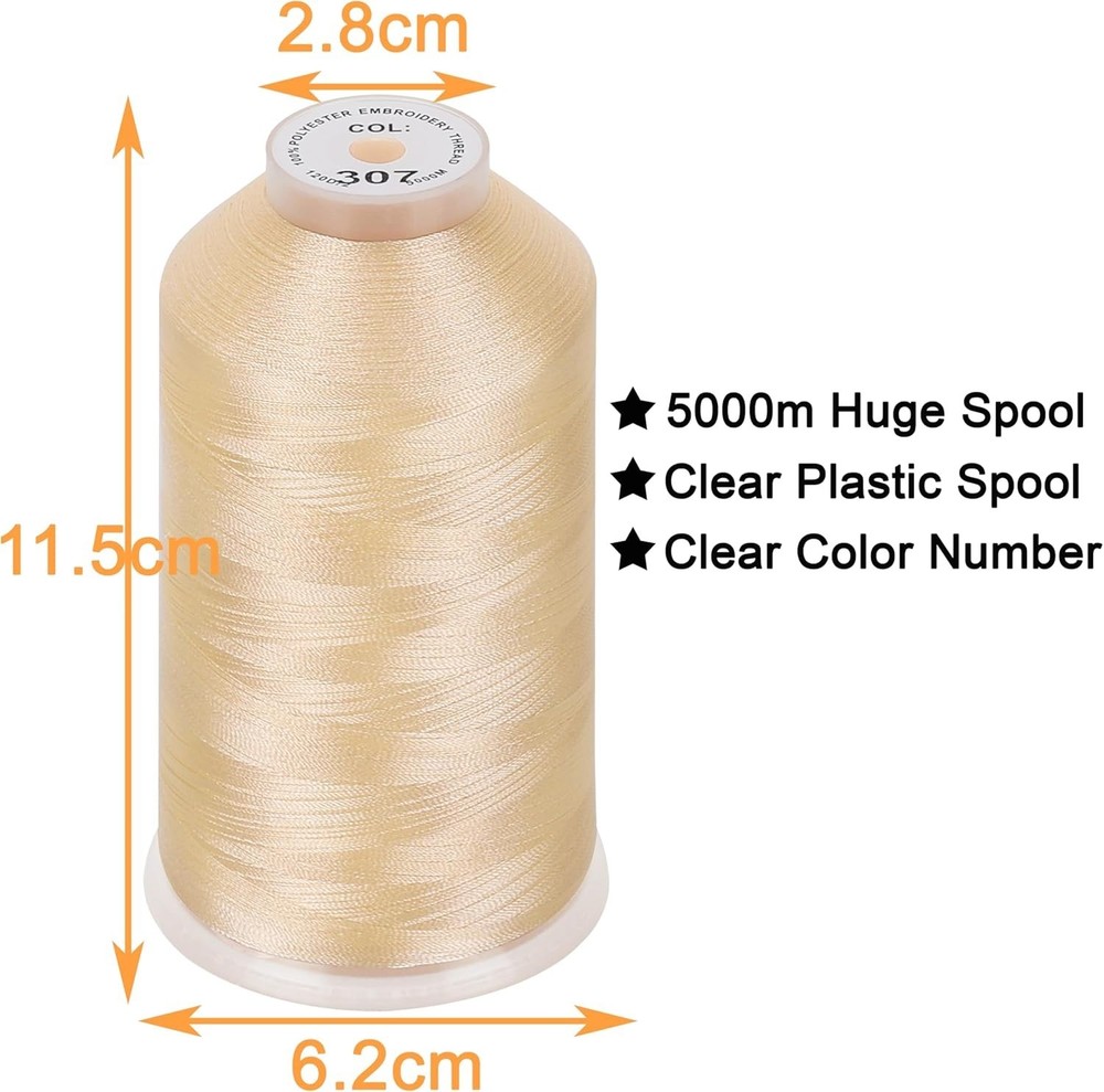 5000M Polyester Embroidery Machine Thread 40WT Linen High Strength Quality