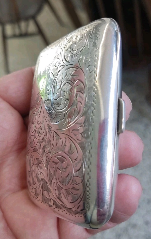 Antique Robert Pringle & Sons Solid Silver Cigarette Case- No Monogram. 45 Grams