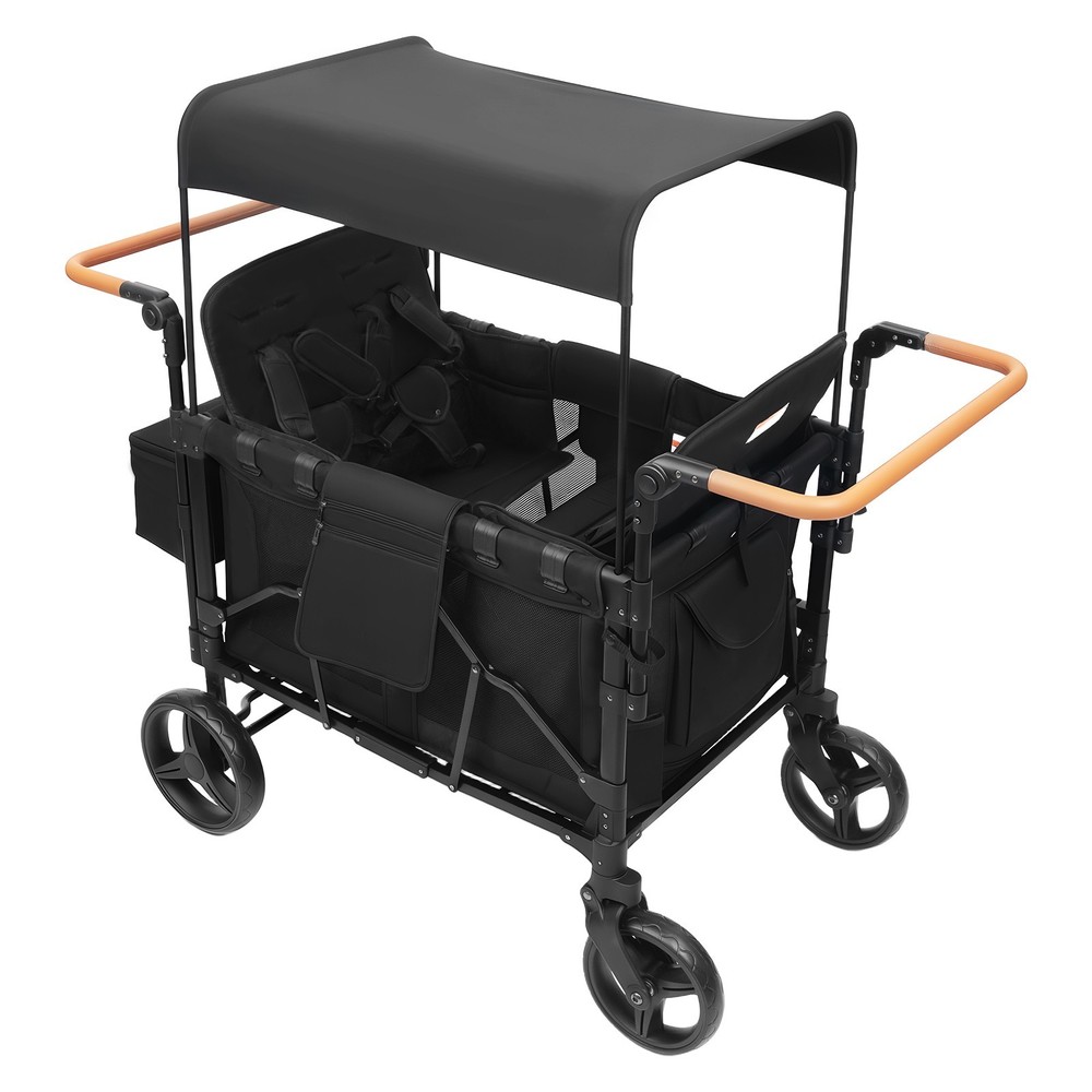 Stroller Wagon 4 Seats Quad Collapsible Stroller with Adjustable Handle & Canopy