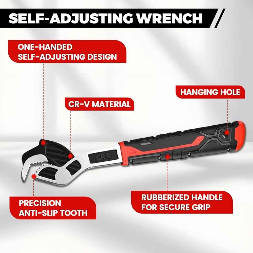 6” 8” 10” Multi-function Self-locking Pipe Wrench Set, Chromium Vanadium Steel