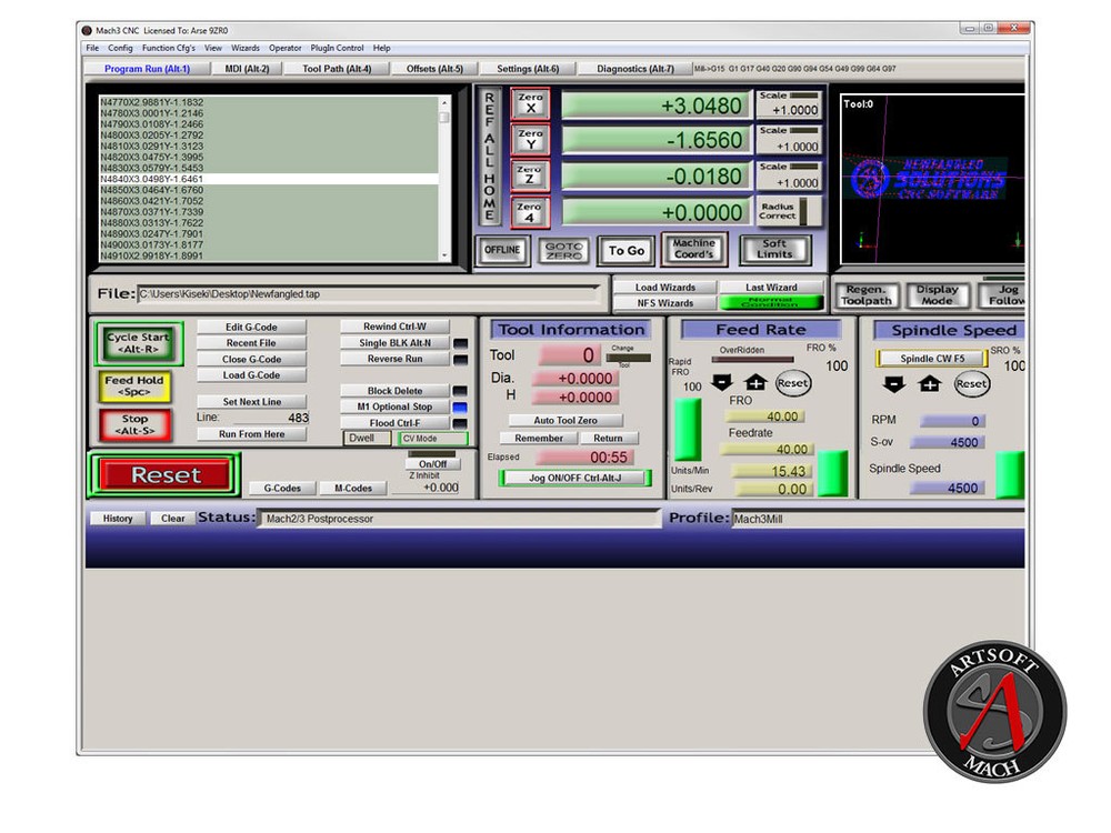 MACH3 License file + Sherline Setup files