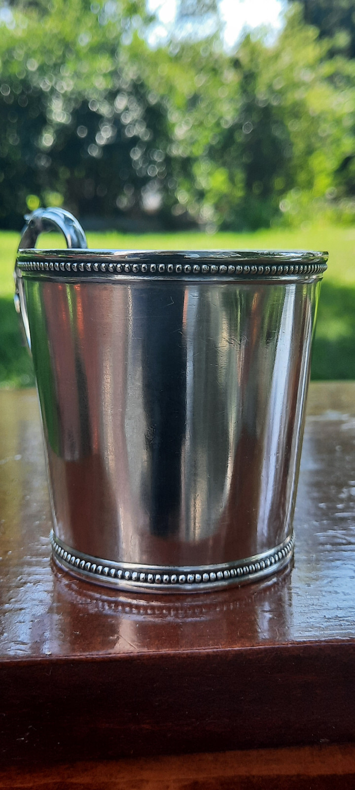 Pure Silver Coin Tift & Whiting Small Beaded Cup 69 grams, no Mono