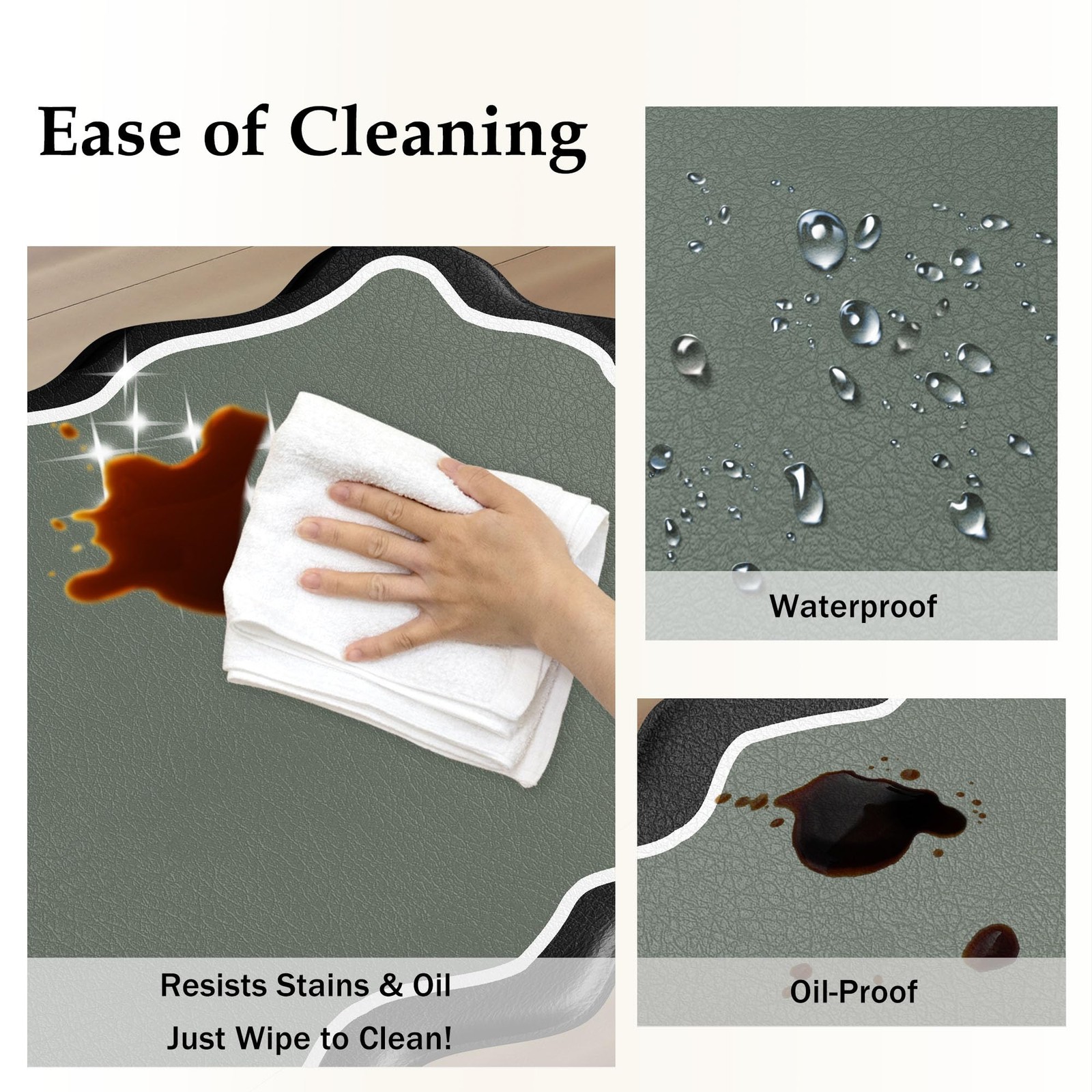 Arenarug Scalloped Black Gray 17.3"x30"+17.3"x47", Bi-tone-