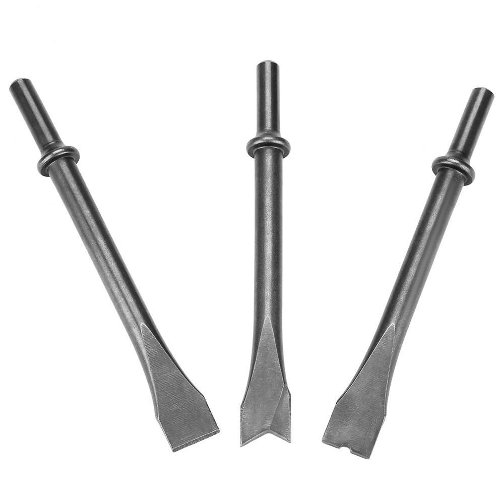 3pcs Air Hammer Chisel Set Extra Long Round Shank Pneumatic Hammer Bit Set
