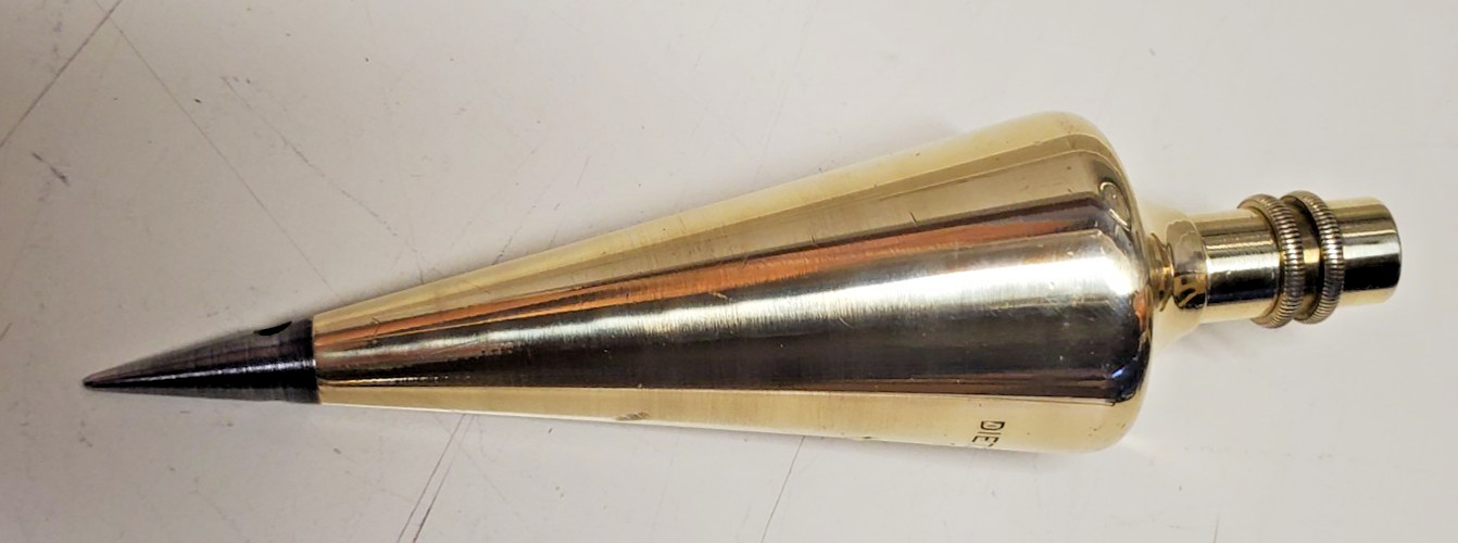 VINTAGE DIETZGEN #16 SOLID BRASS PLUMB BOB, 16 OUNCES, IN ORIGINAL BOX