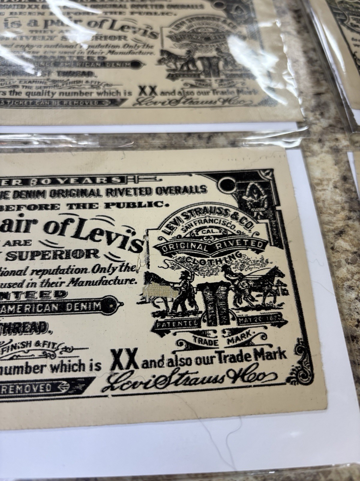 Vintage Original Antique 1927 Levi’s fabric Labels. 7x3 Roughly.