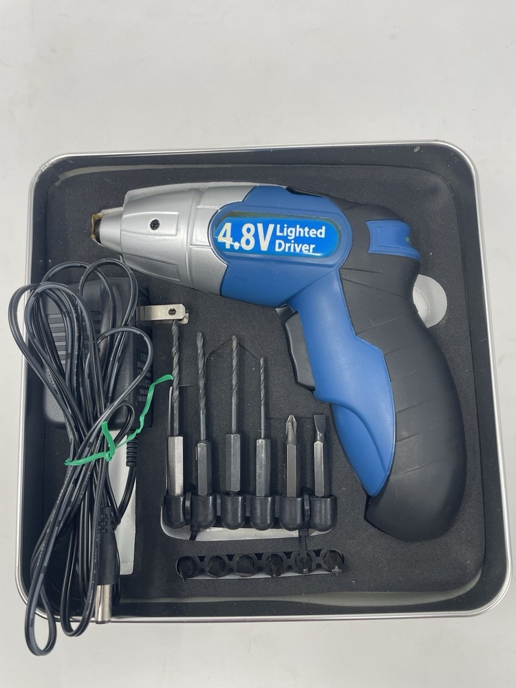 4.8V Cordless Lighted Screwdriver / Small Drill Kit with Bits & Charger