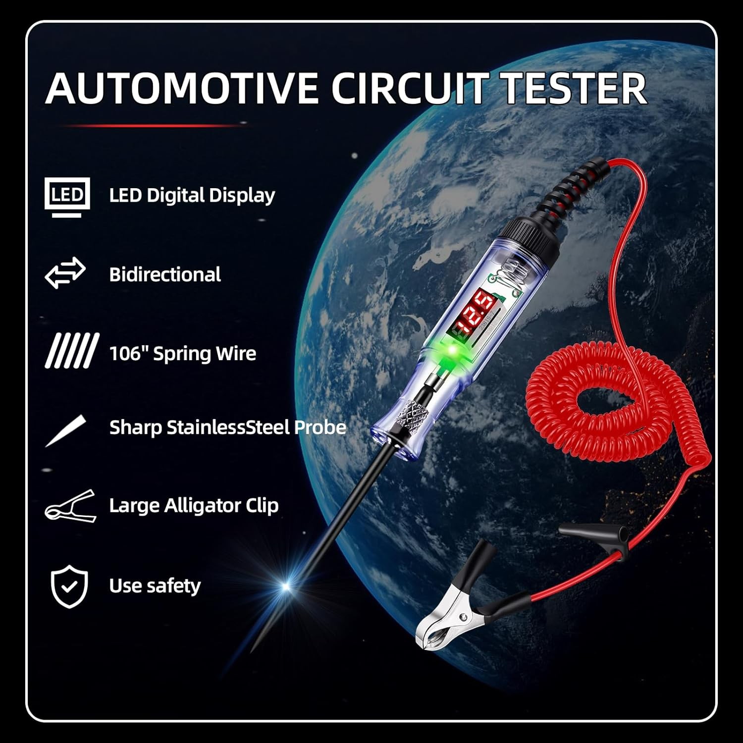Automotive Test Light with 5-120V LED Digital Voltage Display, 3V-120V