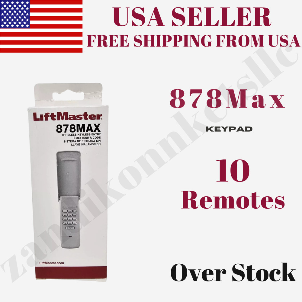 10 Pack LiftMaster 878MAX Universal Remote Control | 13 Button Garage Opener