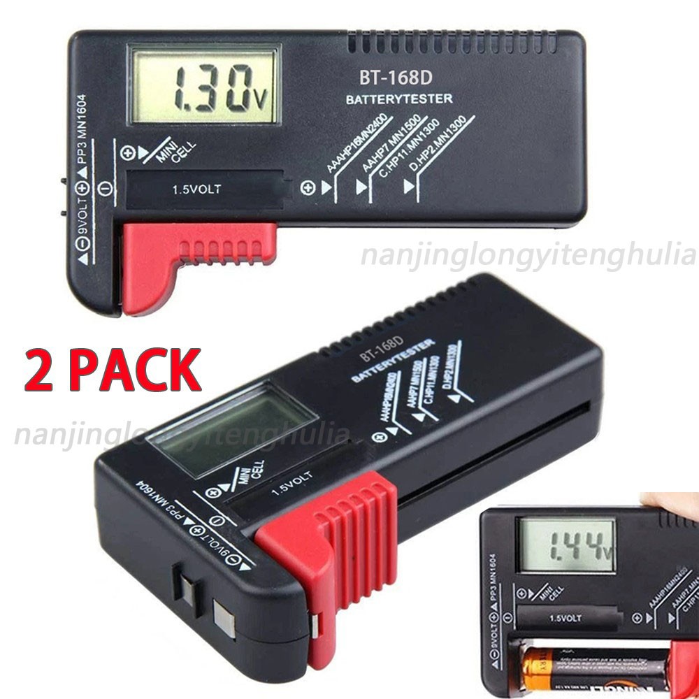 2 Pack Digital Battery Tester for AAA/AA/C/D/9V Universal Voltage Checker