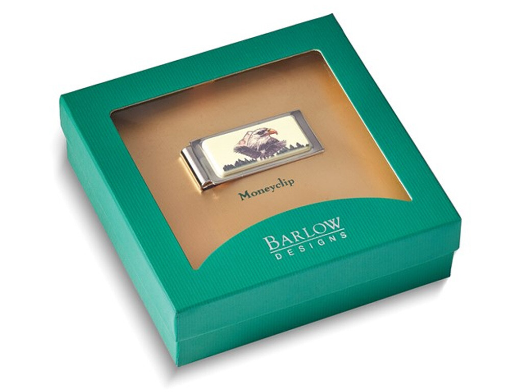 Mens Eagle Portrait Hinged Money Clip