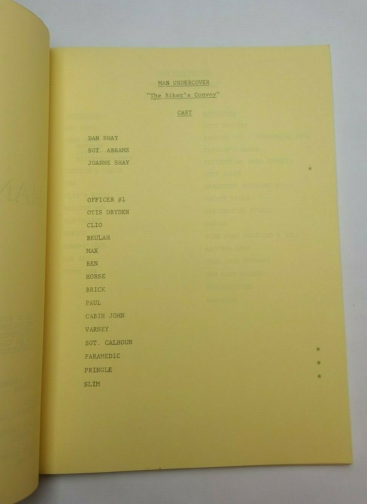 DAVID CASSIDY: MAN UNDERCOVER / E. Arthur Kean 1978 TV Script "Deadly Convoy"