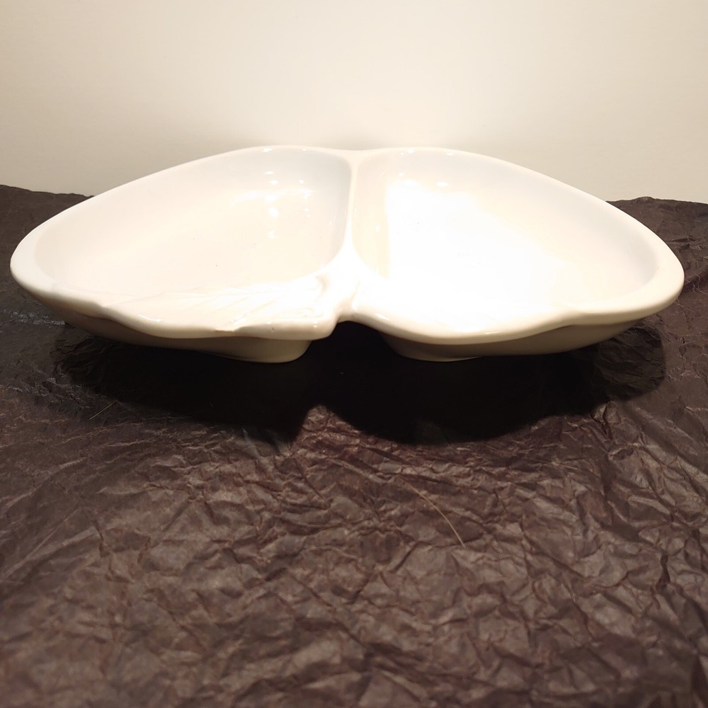 Vintage 12" x 12” White Ceramic Apple Shaped Divided Dish Serving Platter EUC