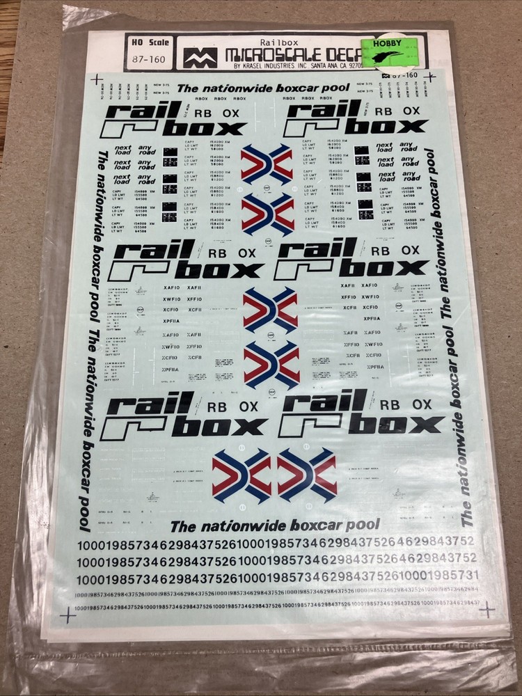 MICROSCALE DECAL HO SCALE 87-160: Railbox RB OX