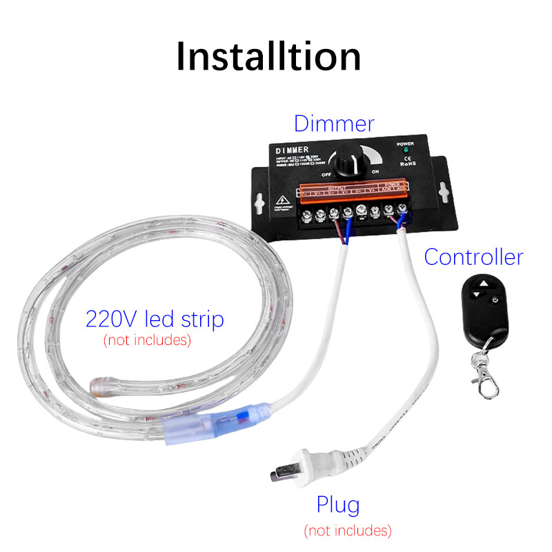 LED Dimmer Switch for 110V 220V Single Color LED Light Strip Dimming Controller