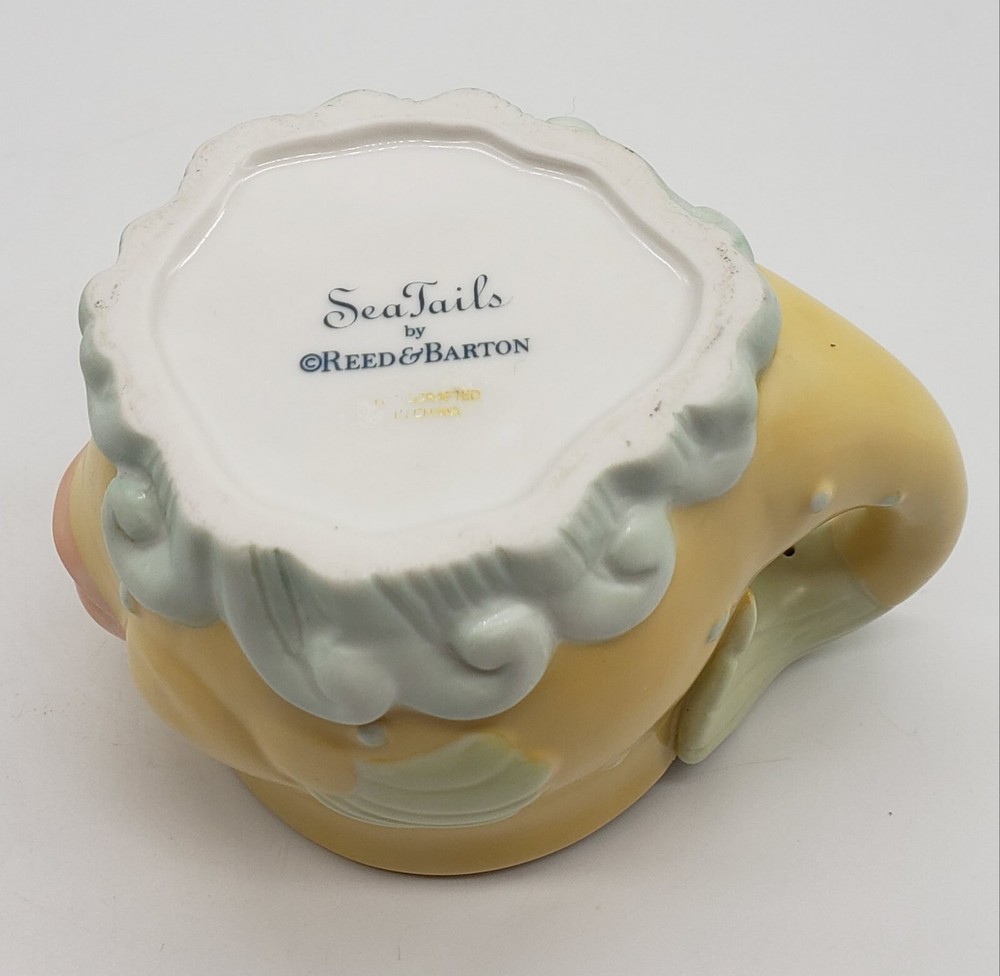 REED & BARTON Ceramic SEA TAILS Fish Cup Mug YELLOW