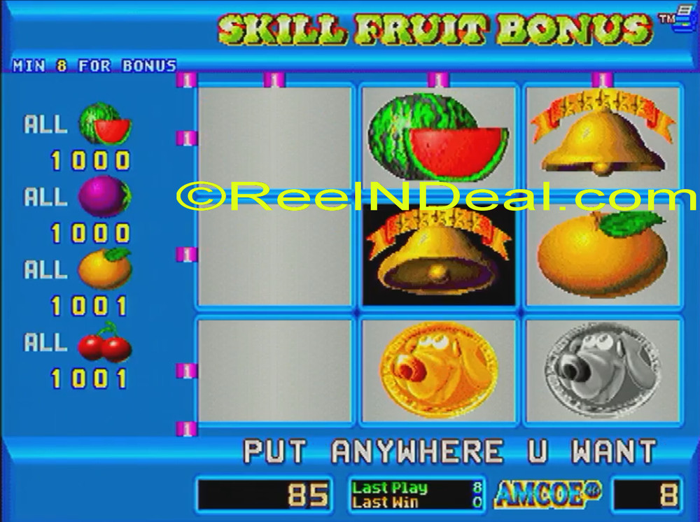Amcoe Skill Fruit Bonus Cherry Master 8-Liner Slot Machine Skill Only Game