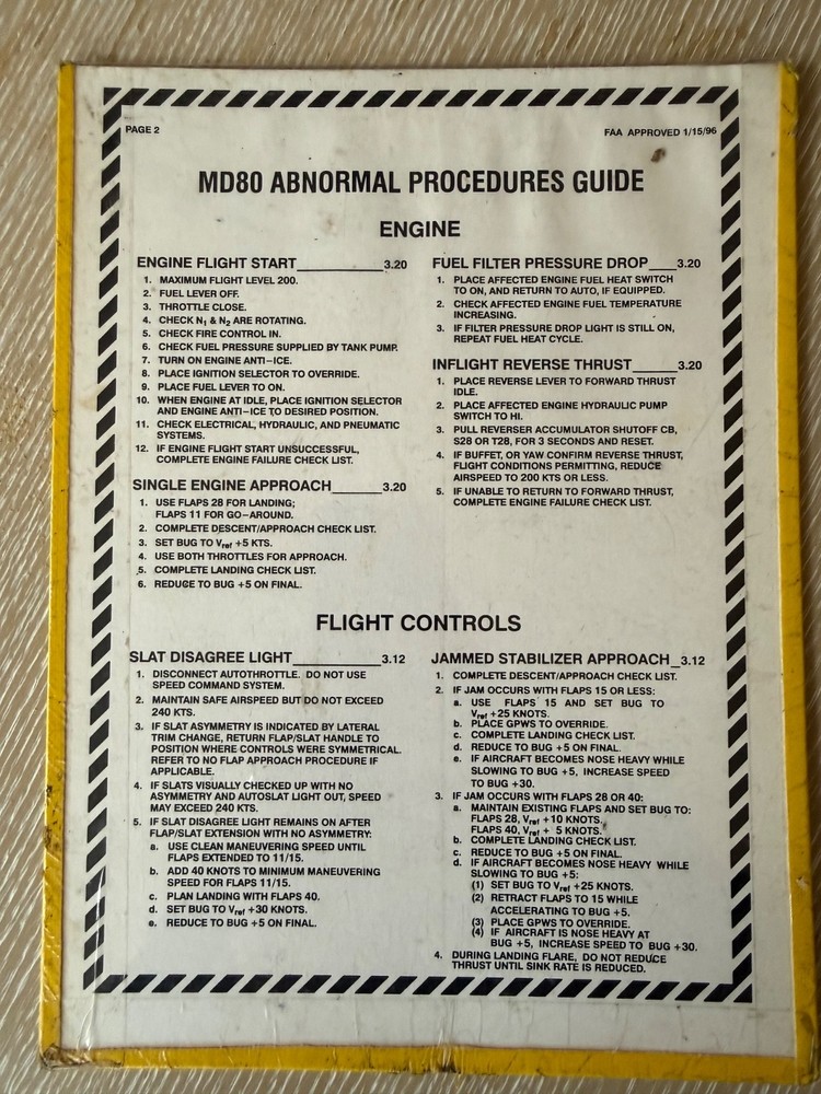 MD80 Abnormal Procedures Guide In Packaging