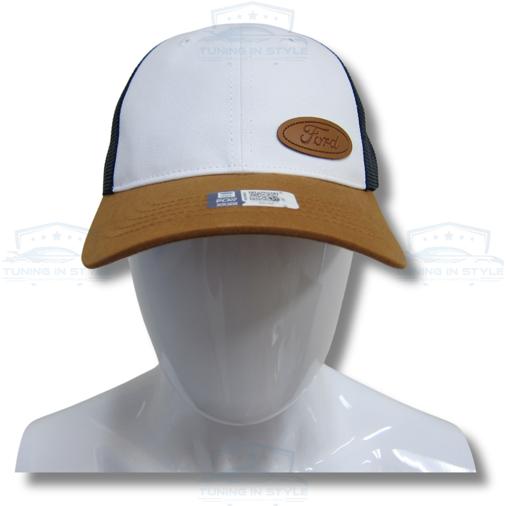 Ford Oval Leather Patch Logo Trucker Hat Cap Mesh Back Official Licensed
