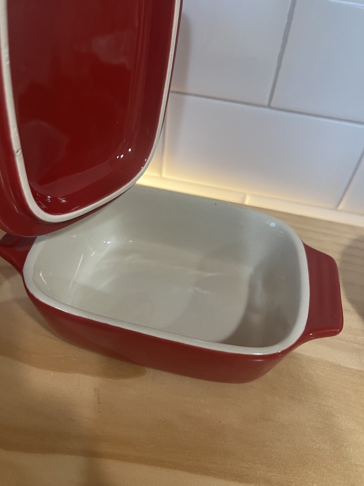 ROCQ Assorted Red & Black Cocotte Ceramic Bakeware Set Creme Brûlée 5 Piece