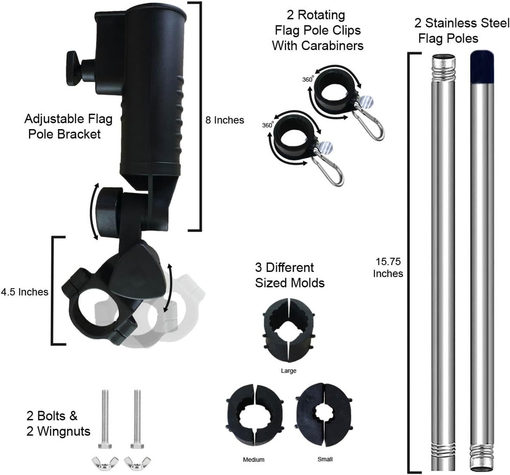 Golf Cart Flag Holder and Pole Bracket Mount