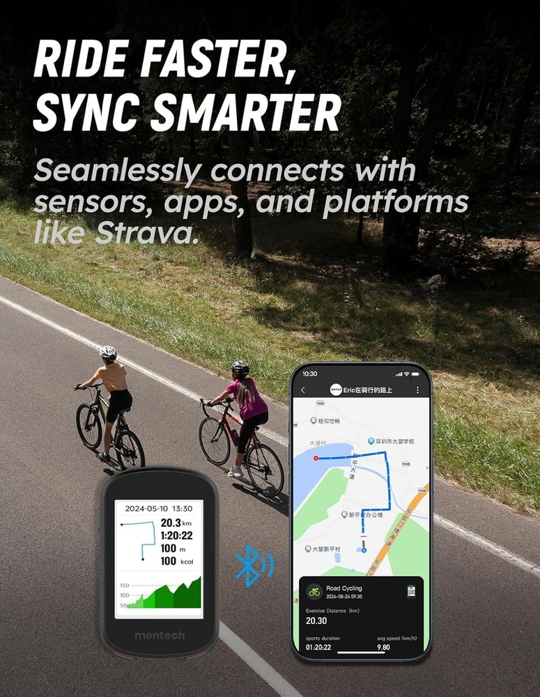 GPS Bike Computer, Bluetooth, Waterproof, Navigation, Training, Cycling Gift