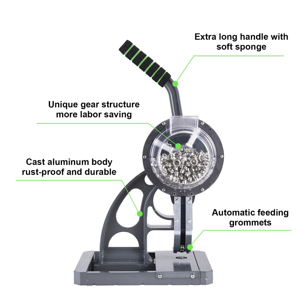 Grommet Machine Eyelet Hand Press Tool with 2000 Pcs Silver Grommets 3/8”Size
