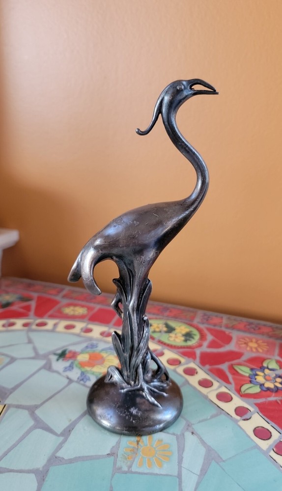 VTG Silverplated FLAMINGO BIRD Figurine Weidlich Bros Mfg Co MADE in USA
