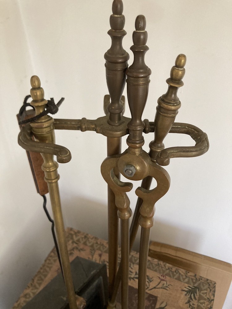 Vintage Brass Fireplace Tools 27 Inch