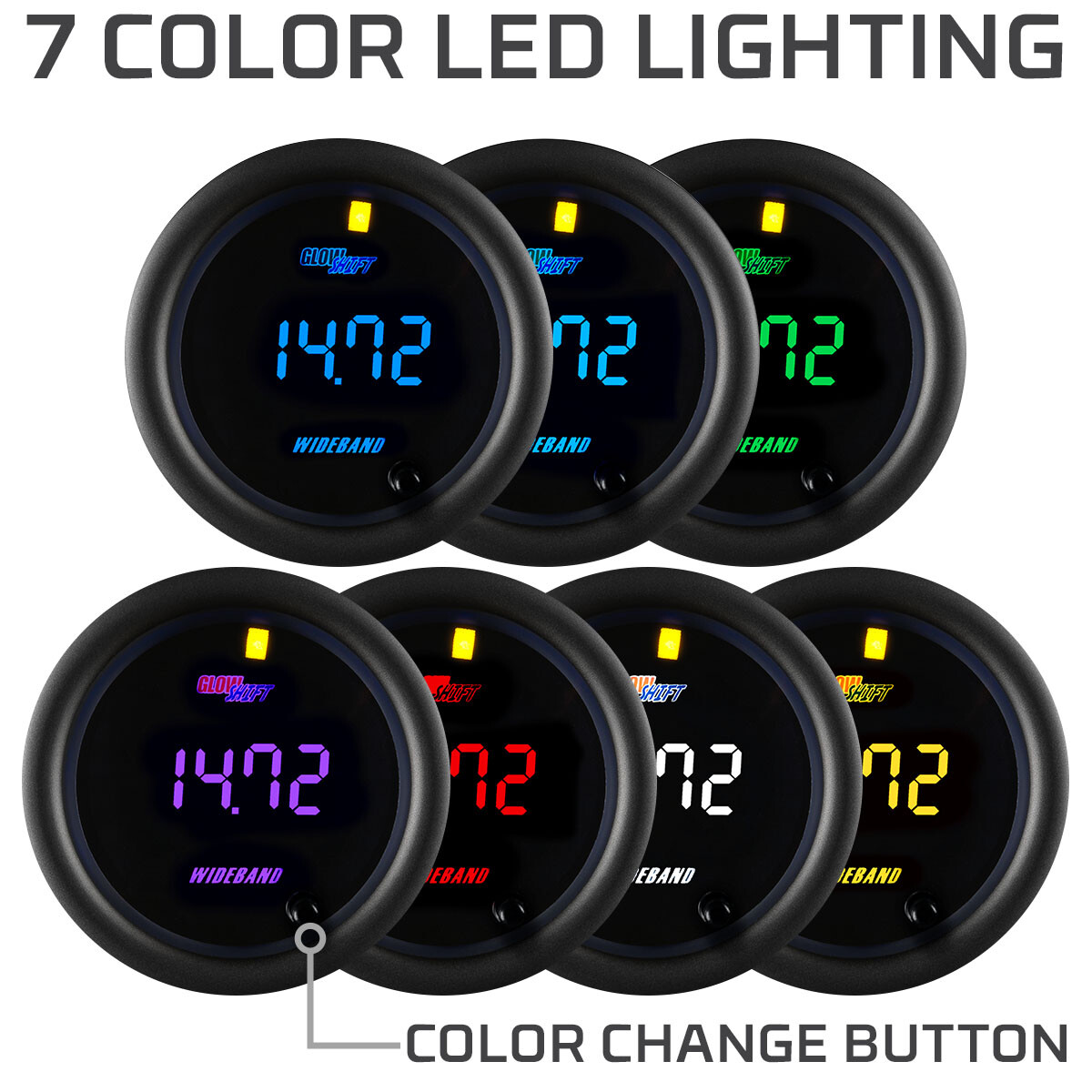 GlowShift Black Face Wideband Digital Air/Fuel Ratio AFR Gauge w Data Logging