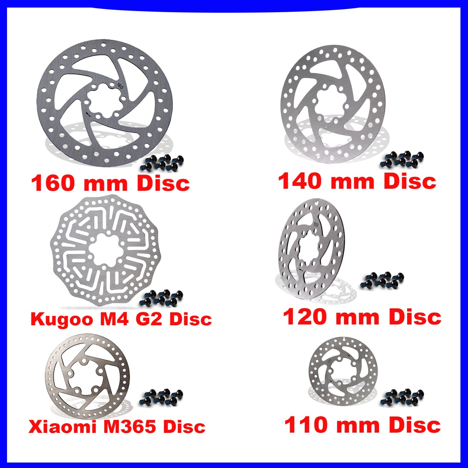110/120/135/140/160mm Disc Rotor Brake & 6 Bolts for Electric Scooter
