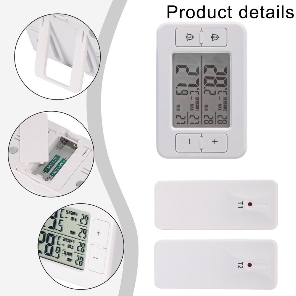 Wireless Thermometer System Featuring Two Remote Sensors for Temperature Alerts