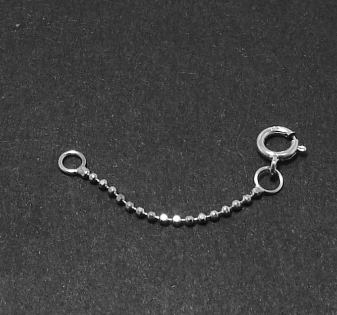 0.8mm Diamond Cut Bead Ball Chain Necklace Extender Real 14K White Gold