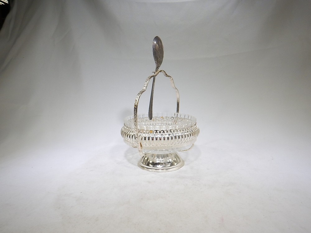 Vintage Mayell Silver Plated Tableware Jam Marmalade Sugar Dish Spoon TF