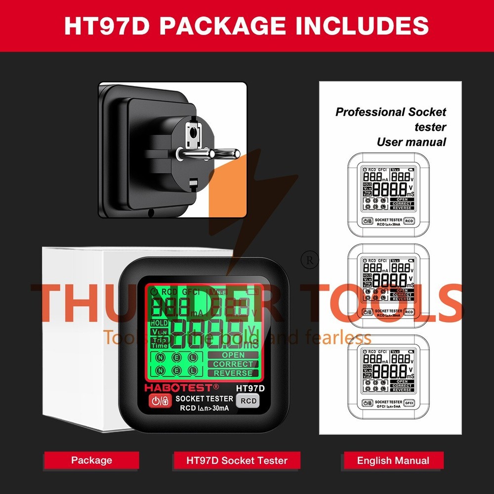 Thunder Tools HABOTEST HT97D Digital Socket Tester Voltage Test