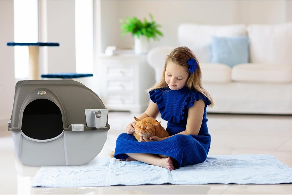 Self-Cleaning Litter Box Regular Grey - Patented Roll & Sift, No Scooping, Ea...